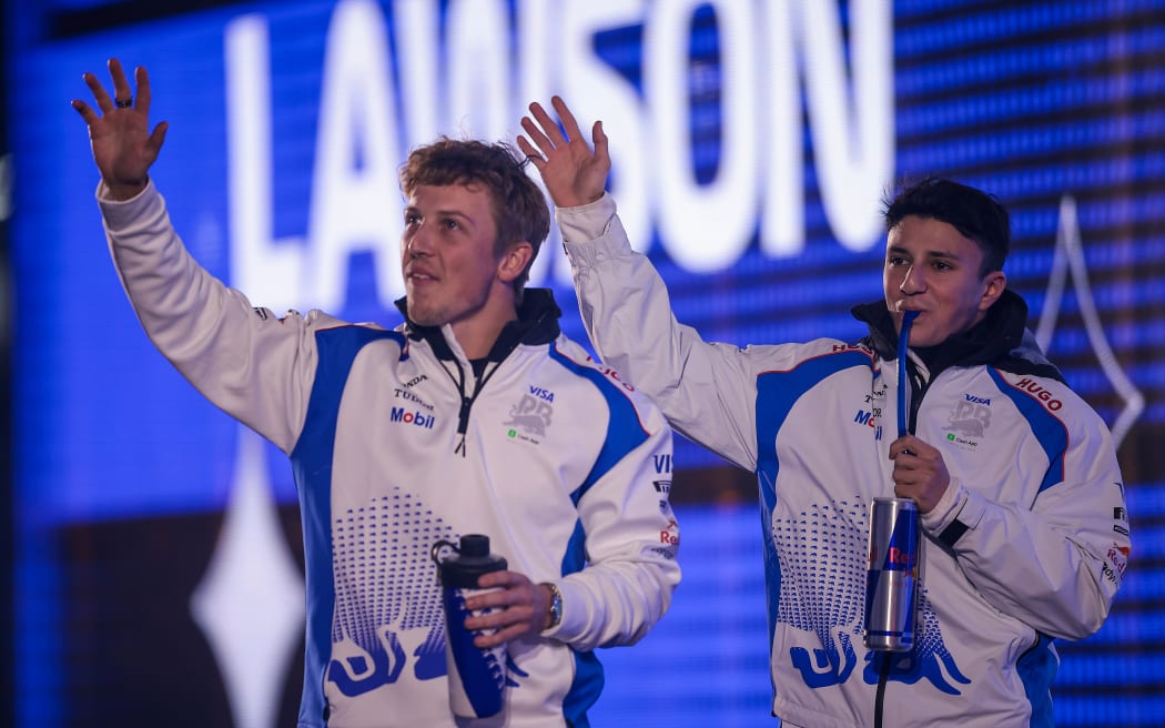 Iaask Hadjar and Liam Lawson of Racing Bulls F1.