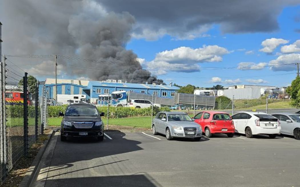 Smoke can be seen coming from a property in Papakura.