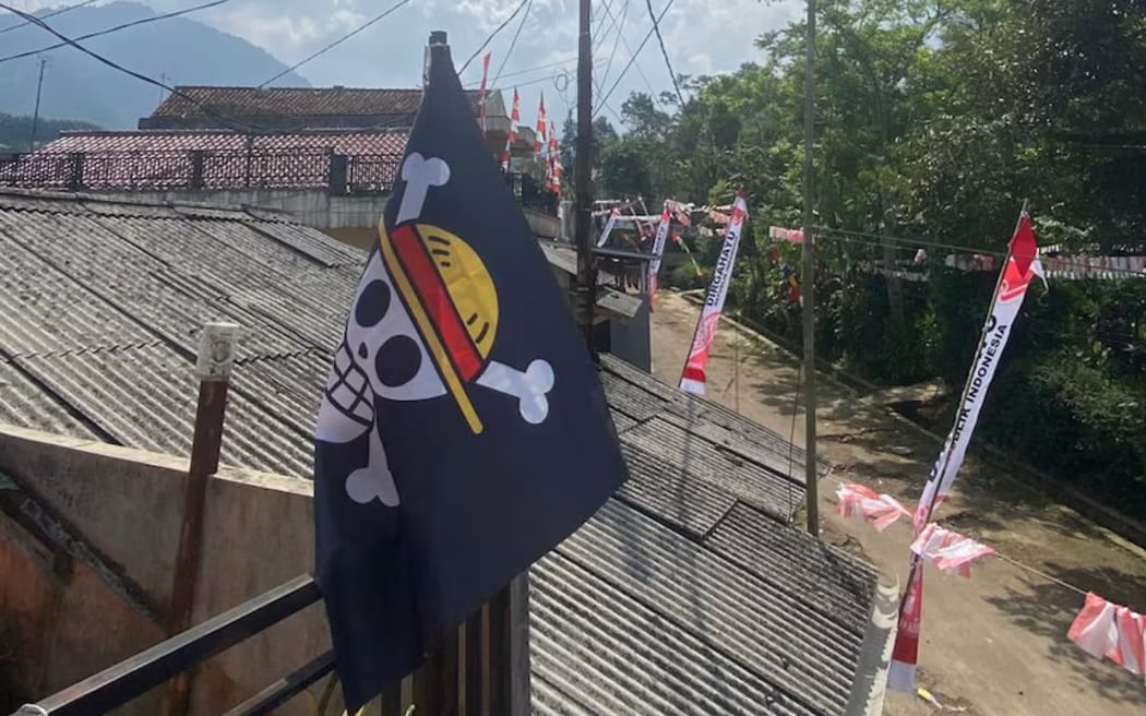 The One Piece flag has been used in Indonesia to voice dissatisfaction with the government. (Supplied: Radinal Muhtar)