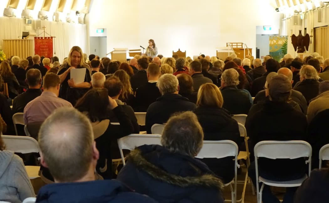 A packed meeting at the Transitional Cathedral last night.