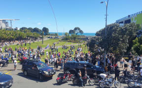 Anti vaccination mandate protesters at Puke Ariki in New Plymouth in November last year. (2021)
