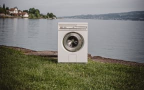 washing machine in a field