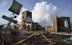 A heavily damaged St. John's Anglican Church following the passage the previous day of Hurricane Melissa, in Black River, St. Elizabeth, Jamaica.
