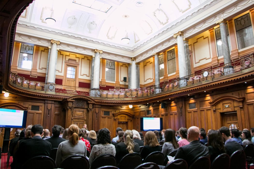 A policy to legislation seminar held in the Legislative Counsel Chamber at Parliament.