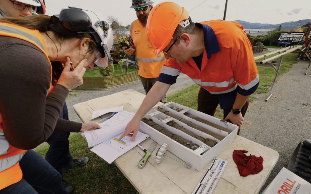 The first core samples taken from the stopbanks on Monday. MAIA HART/LDR - SINGLE USE ONLY