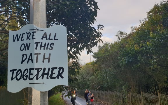 A sign on the northwestern cycleway in Auckland