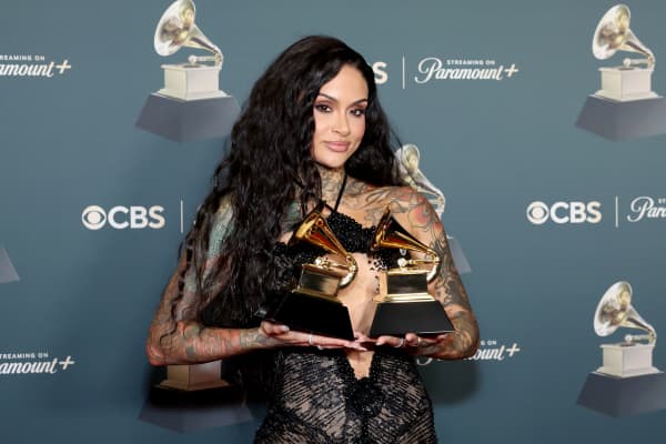 Kehlani, winner of the Best R&B Performance for “Folded” and winner of and the Best R&B Song for "Folded" poses in the press room during the 68th GRAMMY Awards at Crypto.com Arena on February 01, 2026 in Los Angeles, California.