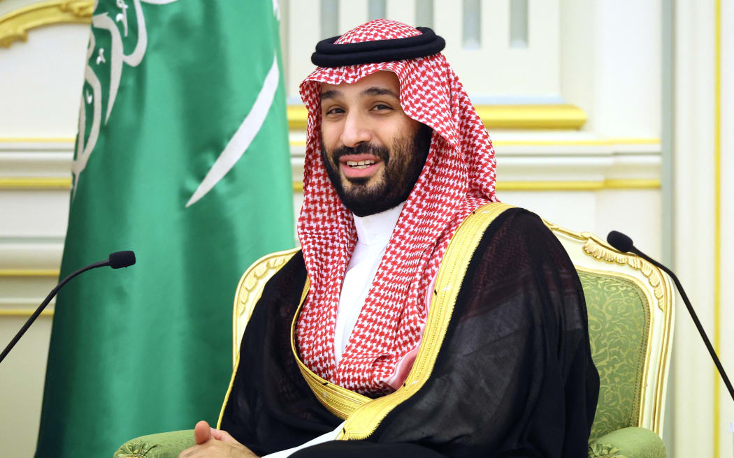 This pool photograph distributed by Russian state agency Sputnik shows Saudi Crown Prince Mohammed bin Salman attending a meeting with Russia's President in Riyadh on December 6, 2023. (Photo by Sergei SAVOSTYANOV / POOL / AFP)