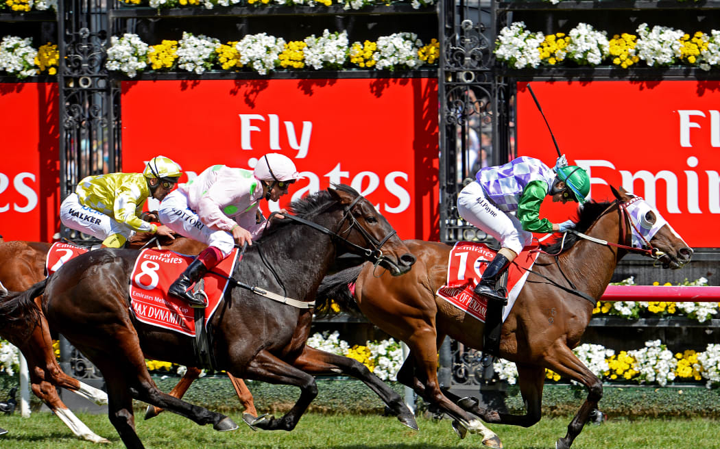 Winning jockey of Prince of Penzance, Michelle Payne. 155th Melbourne Cup, 2015.
