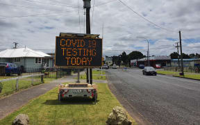 A Covid-19 testing centre sign in Whangārei.