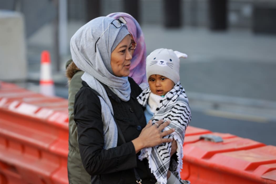 People arriving at the High Court at Christchurch on the morning of 27 August 2020