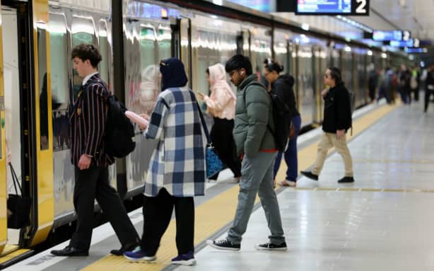 Commuters at Karanga-a-Hape station for the first day of the working week since it opened on Sunday.