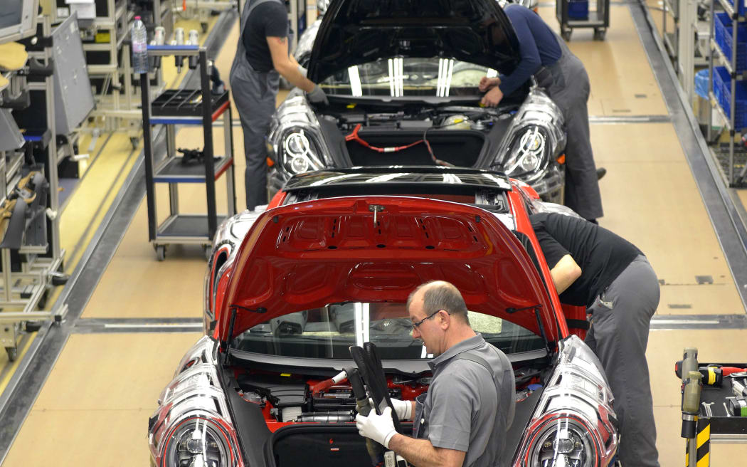 The production line at Porsche's Stuttgart factory.