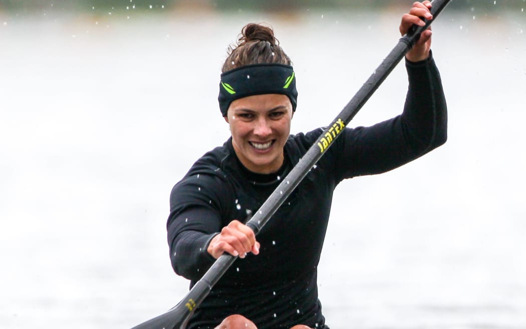 The New Zealand kayaker Lisa Carrington in World Cup action.