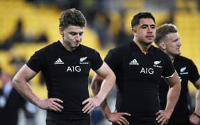 Beauden Barrett and Anton Lienert-Brown at the final whistle after losing to South Africa 2018.