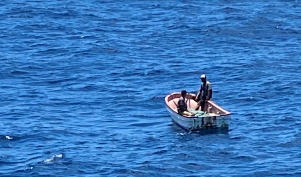 The KUC Natareta and its two missing i-Kiribati fishermen were rescued and brought aboard the Queen Elizabeth 959