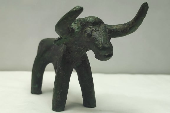 A bronze bull idol from ancient Olympia.
