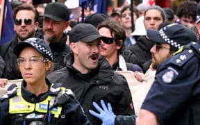 National Socialist Network member Thomas Sewell during the 'March for Australia' anti-immigration rally in Melbourne.