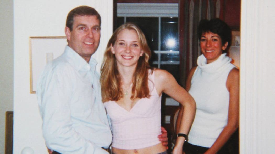 The Duke of York Prince Andrew, Virginia Roberts (now Giuffre) and Ghislaine Maxwell in 2001.