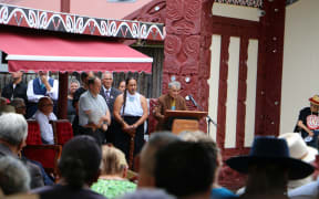 Kiingi Tuuheitia speaks at Tūrangawaewae Marae for the national hui on 20 January, 2024.