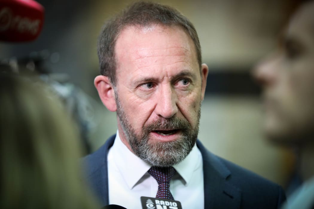 Minister of Justice Andrew Little speaks to media before heading into the debating chamber.