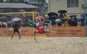 Tahiti pip Solomon Islands 10-9 at the OFC Beach Soccer Men's Nations Cup in Honiara. 22 October 2024