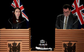 Prime Minister Jacinda Ardern and Finance Minister Grant Robertson speaking to media at Parliament 27 May 2019.