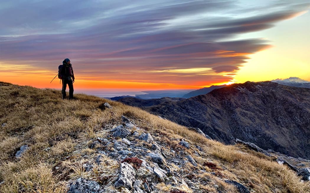 Tramping in South Westland, near Mariners Peak, July 2020.