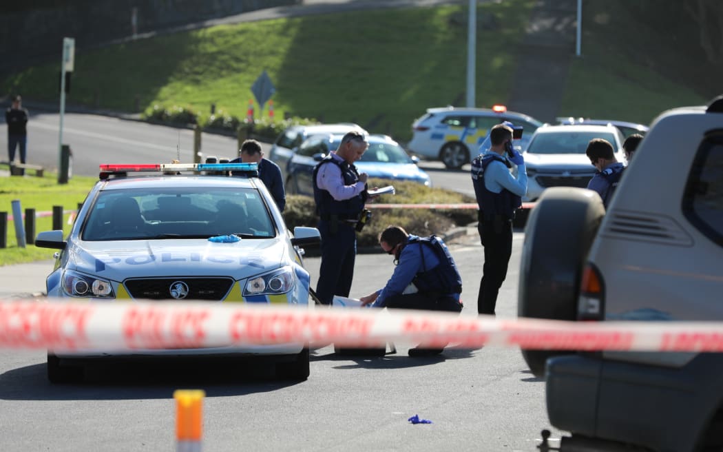 A police cordon after an incident at Murrays Bay on the North Shore on 23 June 2022.