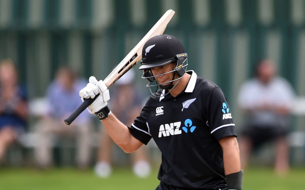 Black Caps Ross Taylor acknowledges the crowd after surpassing Stephen Fleming's record for ODI runs for New Zealand.