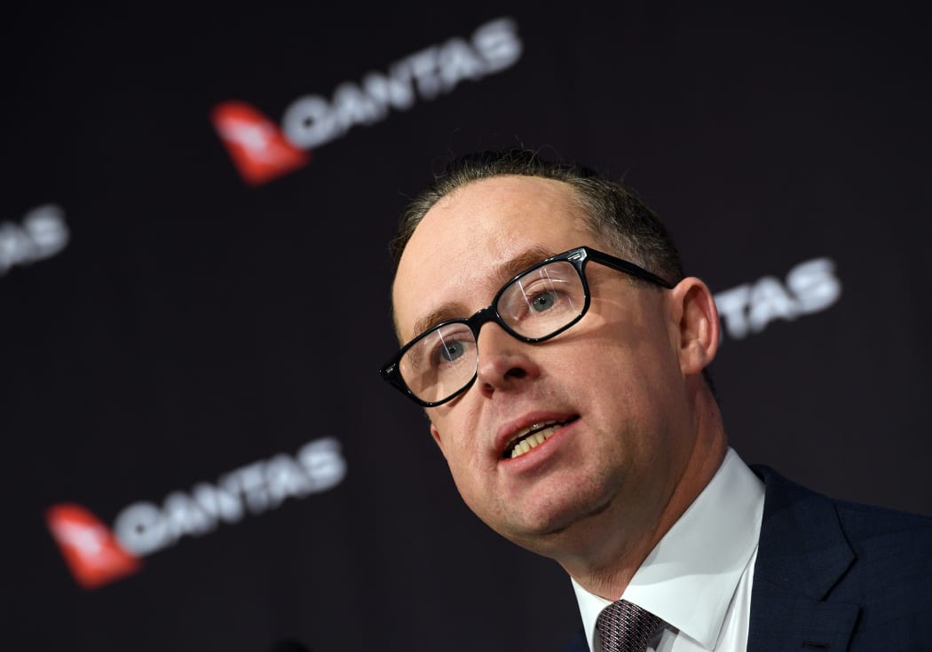 Qantas chief executive Alan Joyce speaks during a press conference in Sydney on August 25, 2017.