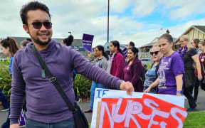 Waikato DHB nurse Paul went out in support of the strike.