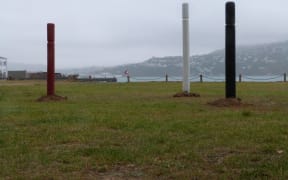 Protesters erected pouwhenua on the land to represent their disapproval of the Shelley Bay land being sold to developers.