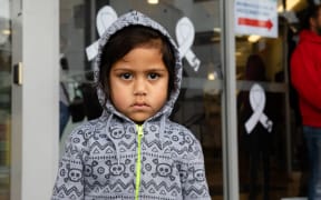 Tui Matthews' son Horomona was one of the children in line to get a vaccination.