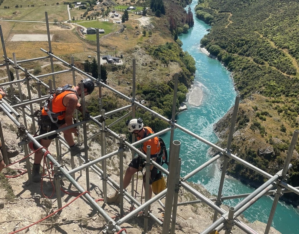 Crew on Nevis Bluff near Queenstown