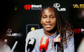 Coco Gauff talks to media in the lead up to the 2024 ASB Classic in Auckland.