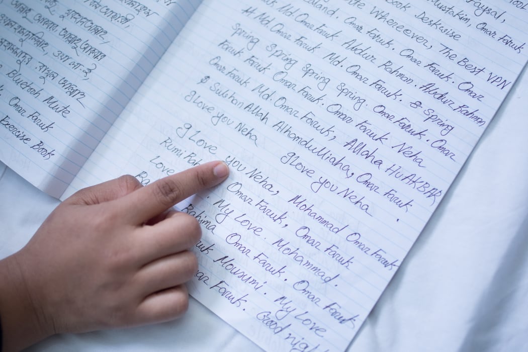 Once in New Zealand, Sanjida Jaman Neha had to sort through her husband Mohammad Omar Farukâ's possessions.  Here she discovered an exercise book where he wrote about his thoughts, his love for her and his dream to settle their family in New Zealand.