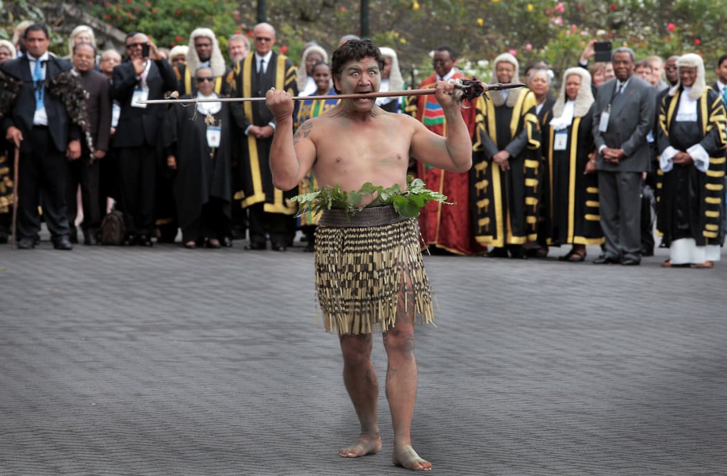Maori welcome for the Commonwealth Speakers at Parliament.