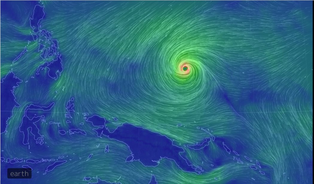 Typhoon Wutip hovers over Micronesia. 22 February 2019.