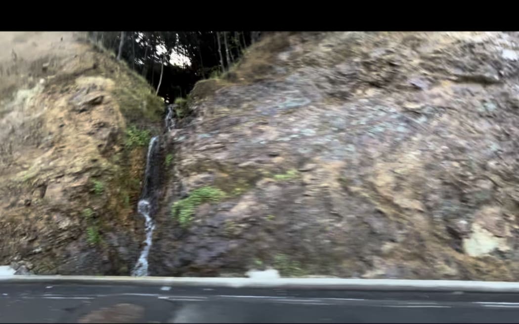 The waterfall on the side of the road of Brynderwyn Hills where Damon Clark was hit by a car.