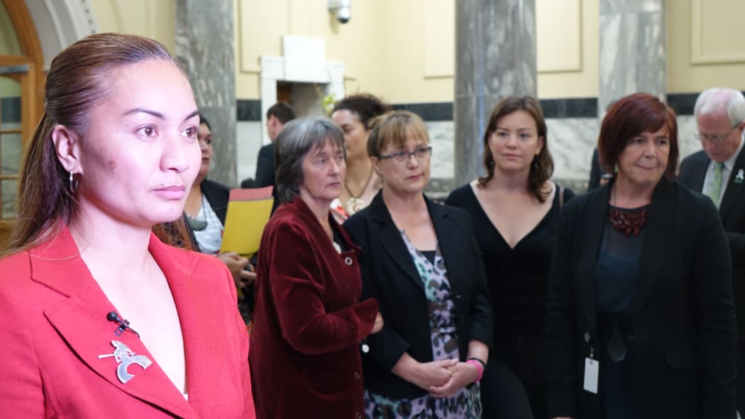 Green MP Marama Davidson in foreground.