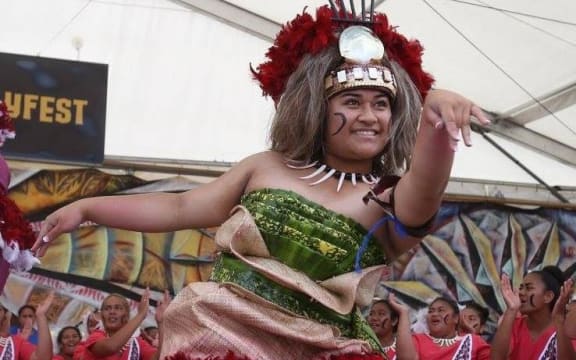 Samoan Taupou dances at ASB Polyfest in Auckland