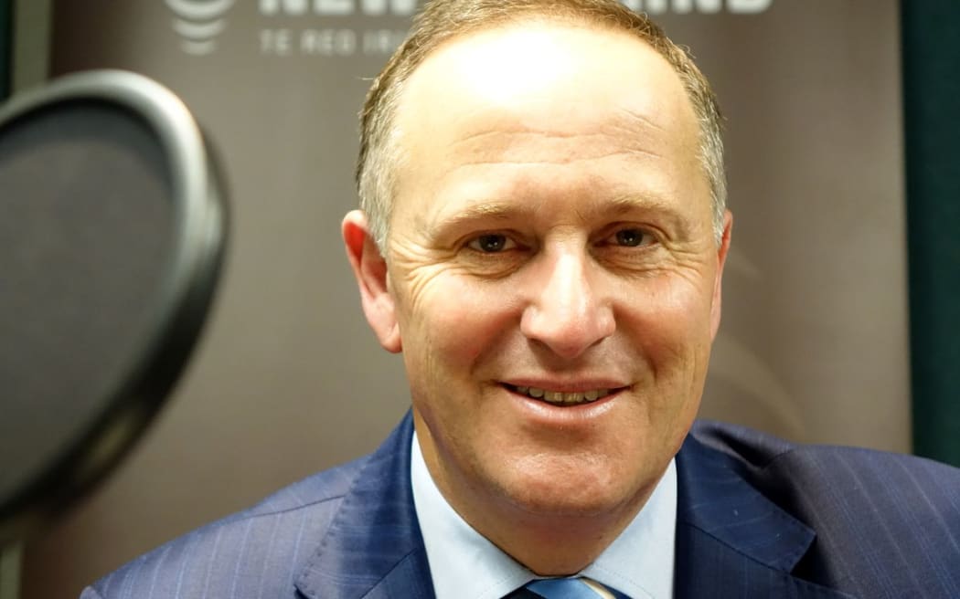 John Key in studio in Radio New Zealand in Auckland.