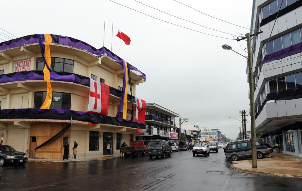 A street in downtown Nuku'alofa in Tonga.