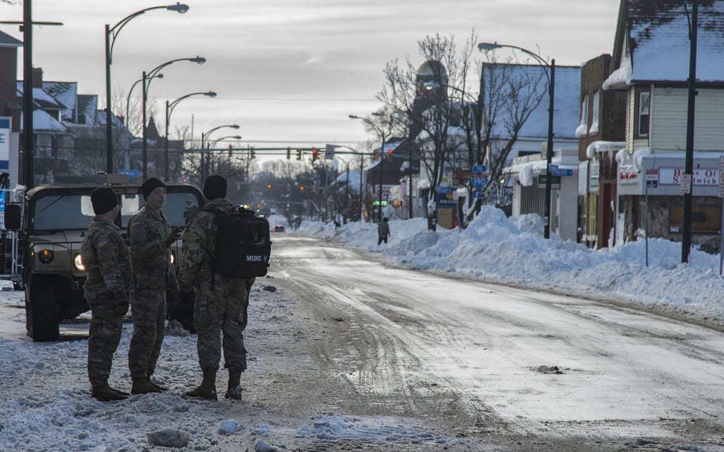 US National Guard assist in recovery efforts after a record winter storm in Buffalo, New York, on 28 December, 2022.