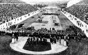1892 Olympic opening ceremony in Athens.