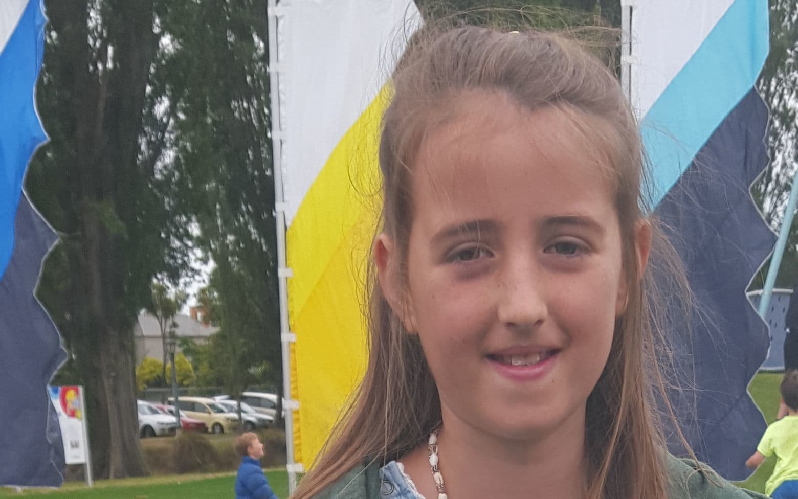 Elsie Mahy grand daughter of Margaret who opened the playground today.