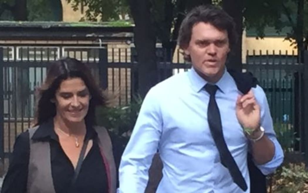 Lou Vincent arriving at court today with wife Susie.