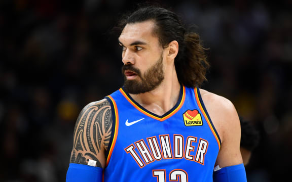 SALT LAKE CITY, UT - OCTOBER 23: Steven Adams #12 of the Oklahoma City Thunder looks on during a opening night game against the Utah Jazz at Vivint Smart Home Arena on October 23, 2019 in Salt Lake City, Utah.