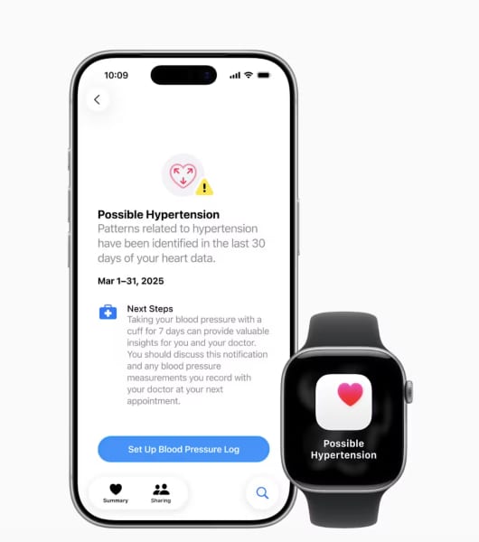 A photo of a phone screen with information under the heading 'Possibly Hypertension'.